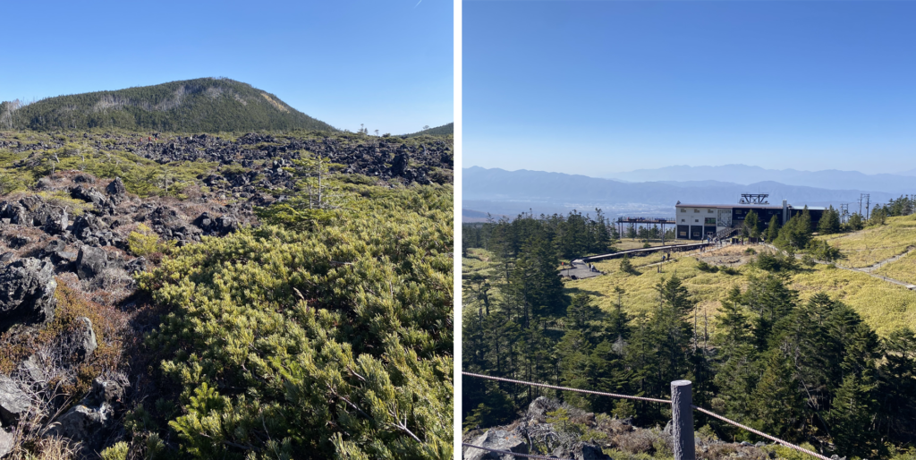 北八ヶ岳ロープウェイ頂上の坪庭散策中に見た風景