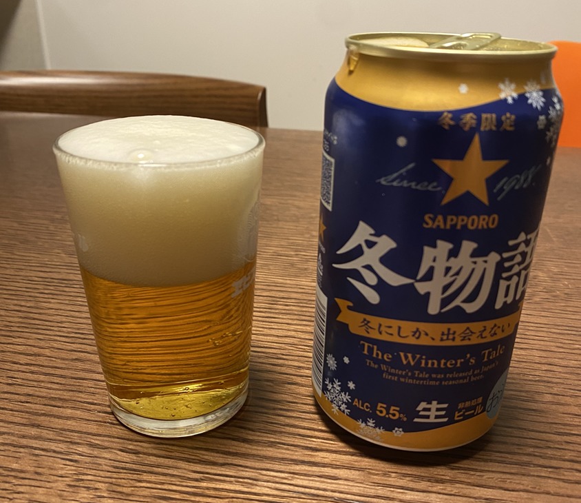 SAPPORO冬物語のラベルとビール中身