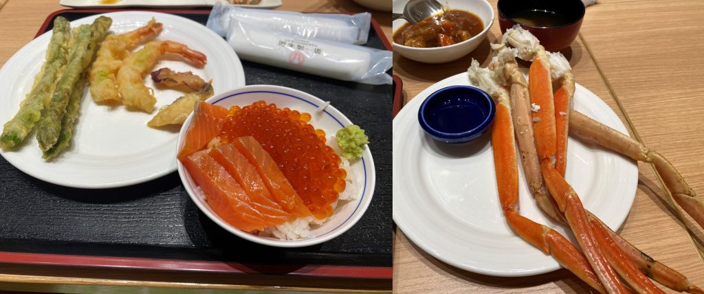 登別温泉v 第一滝本館 ディナービュッフェのカニといくらと天ぷら